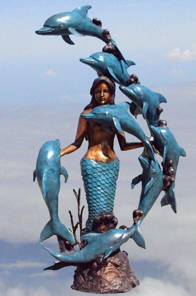 海豚人鱼喷泉雕塑